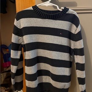 Tommy Hilfiger Black and Gray Striped Sweater